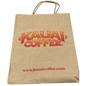 kauai coffee paper gift bag brown handle 10x8x5" READ